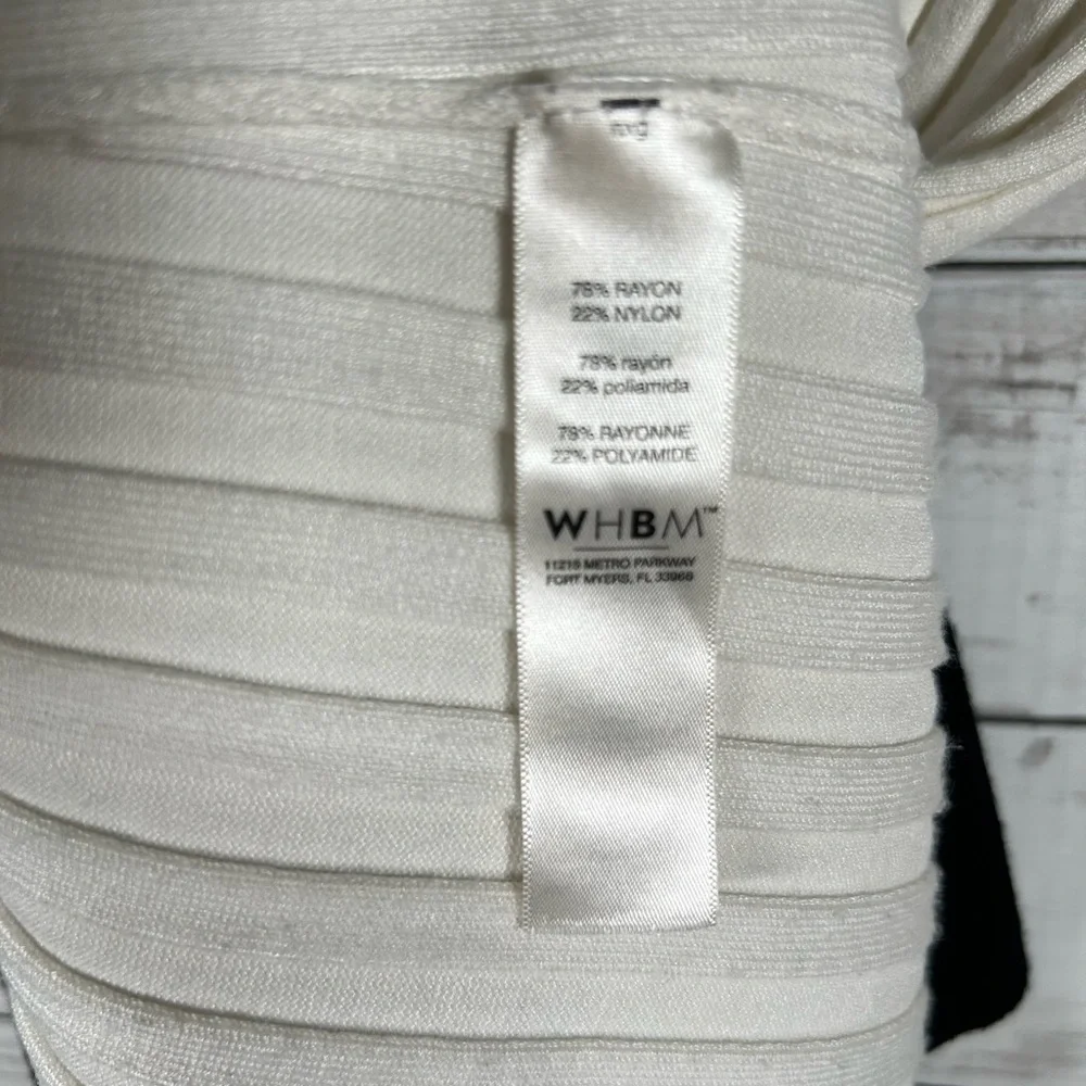 WHBM Ribbed Ivory Black Rayon Nylon Long Optional Belted Cardigan Sweater XL - Picture 10 of 10